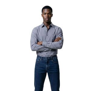 Armani Exchange Blue Polyester Dress Men's Shirt